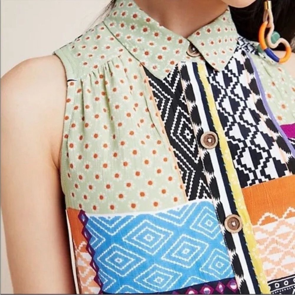 Anthropologie Patchwork Print Everyday Shirt Dress - image 2